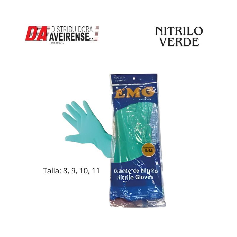 Guantes NITRILO VERDE CALIBRE 15 Talla 8.
