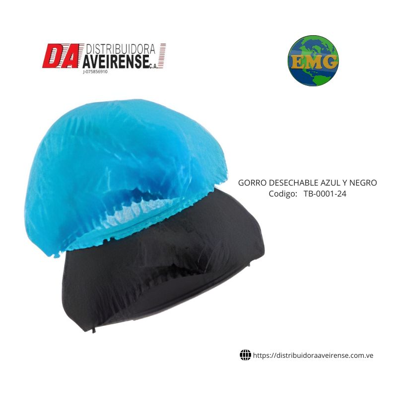 GORRO DESECHABLE AZUL Y NEGRO.