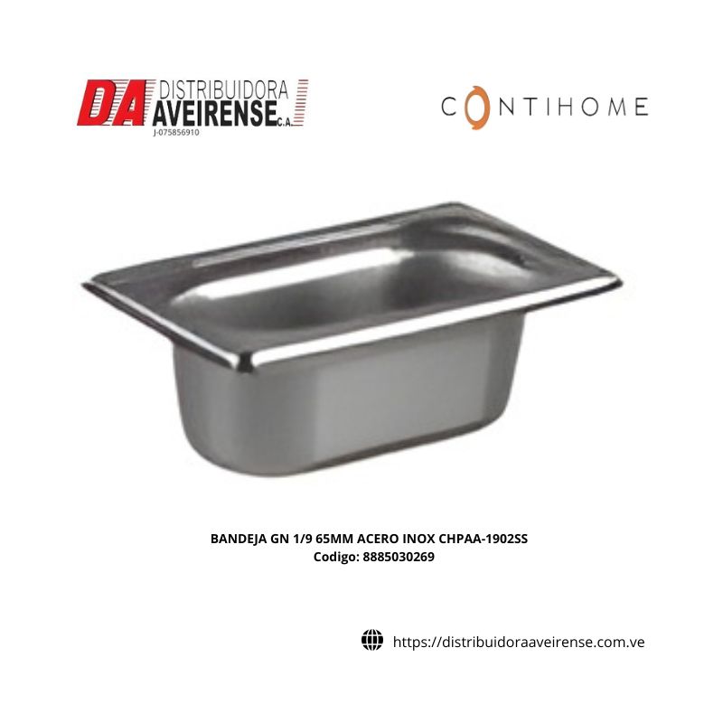 BANDEJA GN 1/9 65MM ACERO INOX CHPAA-1902SS.
