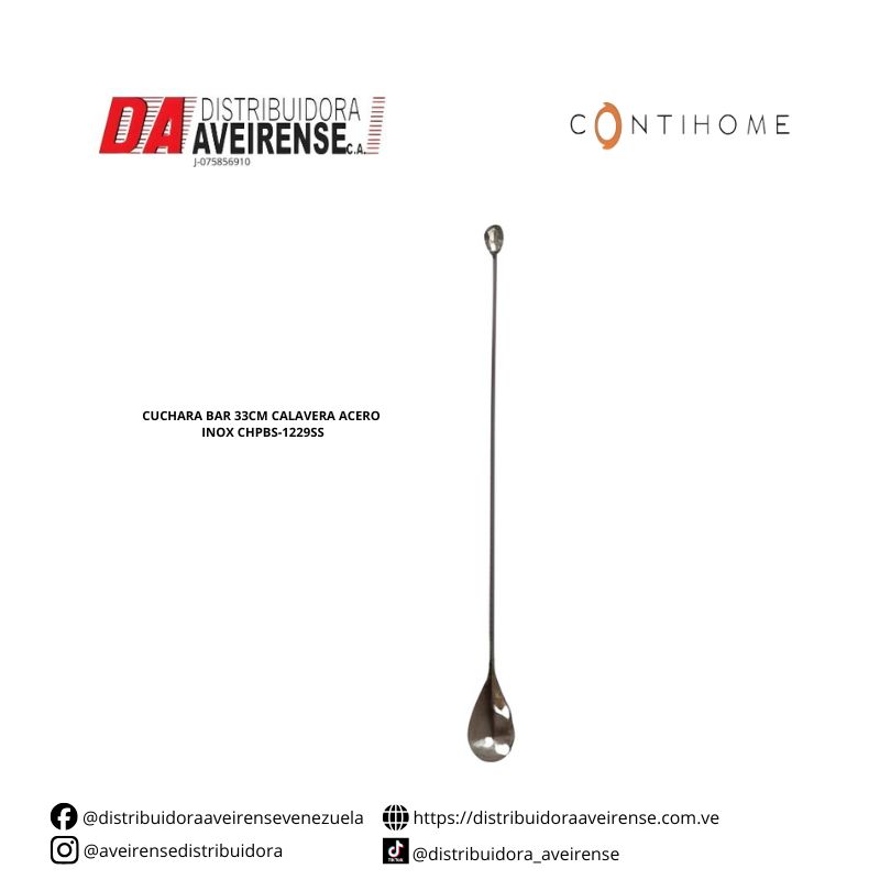 CUCHARA BAR 33CM CALAVERA ACERO INOX CHPBS-1229SS.