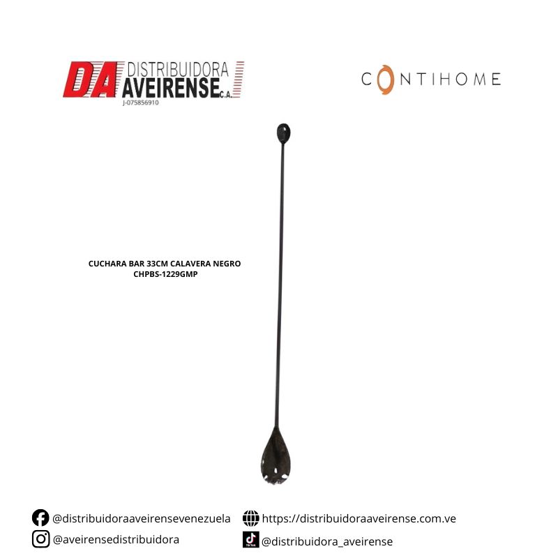 CUCHARA BAR 33CM CALAVERA NEGRO CHPBS-1229GMP.