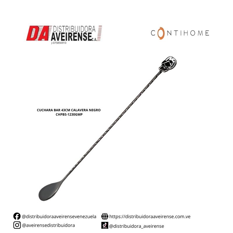 CUCHARA BAR 43CM CALAVERA NEGRO CHPBS-1230GMP.