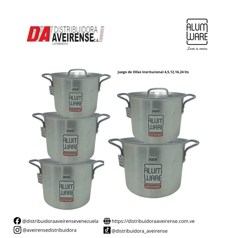 Juego de Ollas Insritucional 4,5,12,16,24 lts
