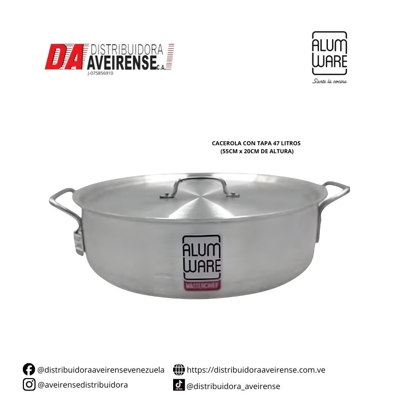 CACEROLA CON TAPA 47 LITROS (55CM x 20CM DE ALTURA).