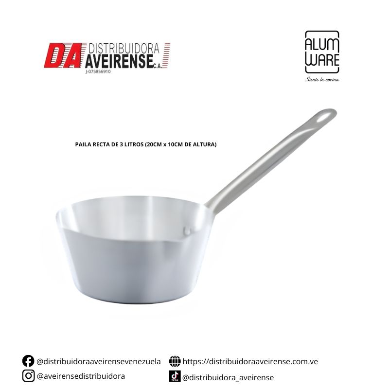 PAILA RECTA DE 3 LITROS (20CM x 10CM DE ALTURA).