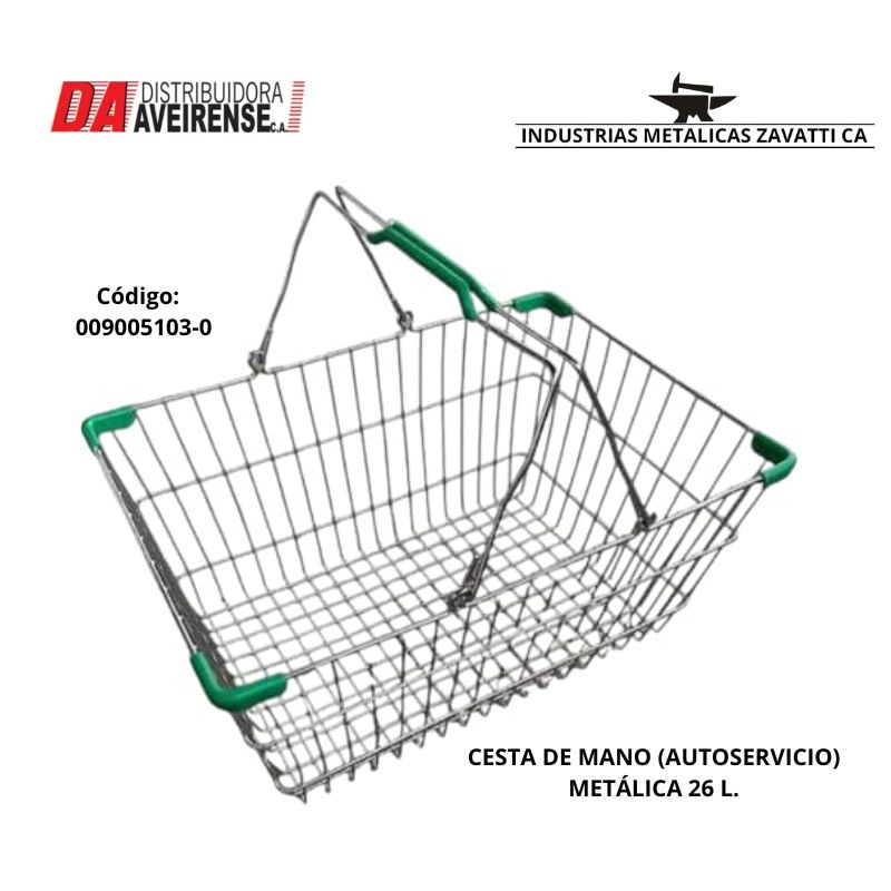 CESTA DE MANO  (AUTOSERVICIO)  METÁLICA 26 L.