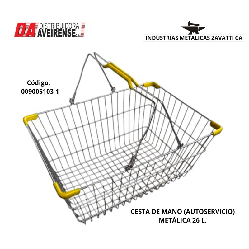 CESTA DE MANO  (AUTOSERVICIO)  METÁLICA 26 L.