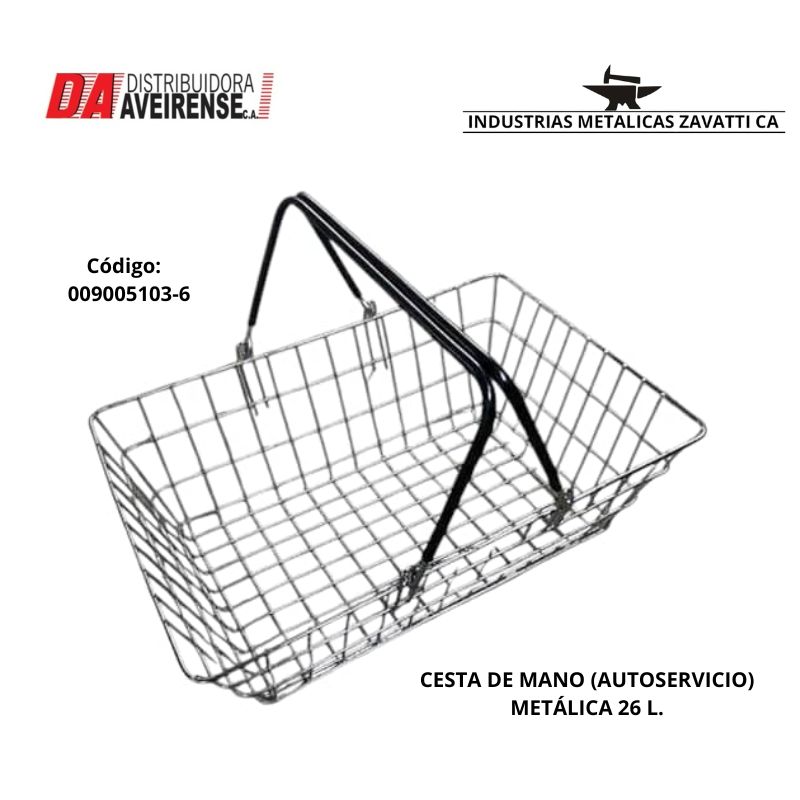 CESTA DE MANO  (AUTOSERVICIO)  METÁLICA 26 L.