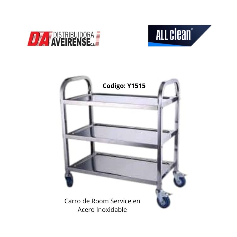 Carro de Room Service en Acero Inoxidable 3 Niveles.