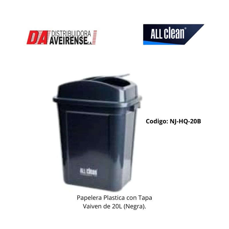 Papelera Plastica con tapa Vaiven de 20L.