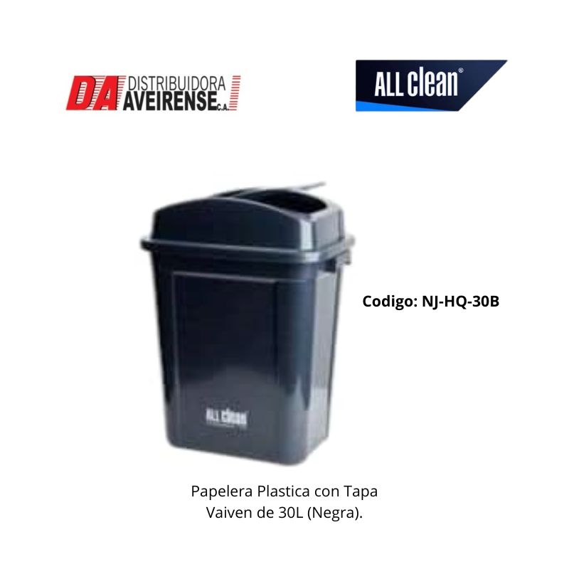 Papelera Plastica con tapa Vaiven de 30L.