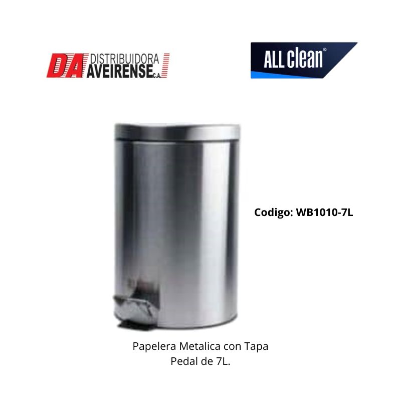 Papelera Metalica con Tapa Pedal 7L.