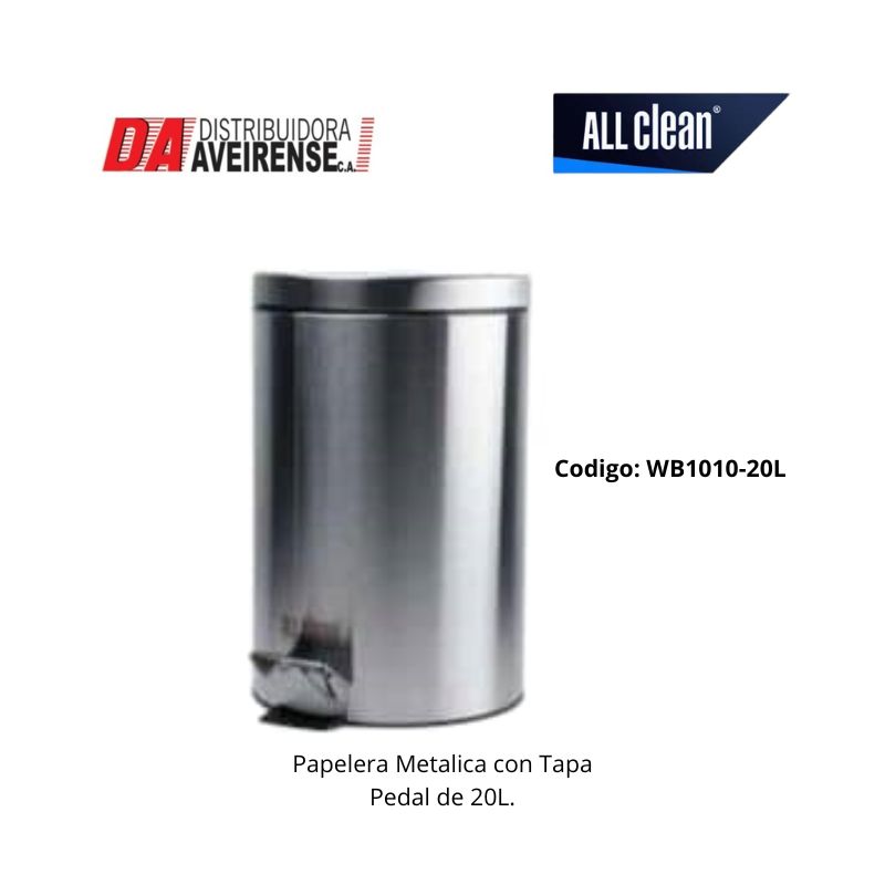 Papelera Metalica con Tapa Pedal 20L.