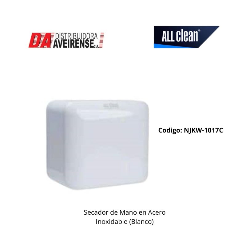 Secador de Mano con Sensor de Acero Inoxidable Blanco (Alto Trafico).