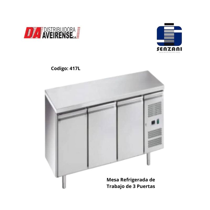 Mesa Refrigerada de Trabajo de 3 Puertas.
