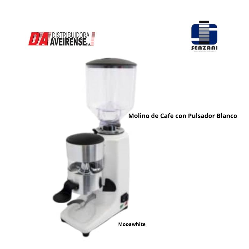 Molino de Cafe con Pulsador Blanco.