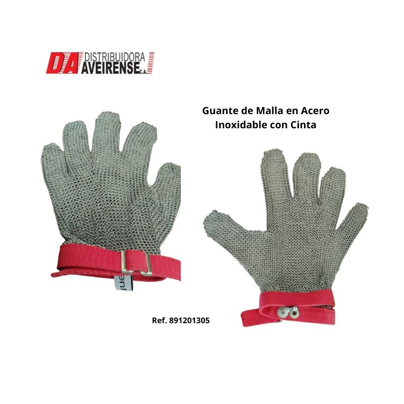 Guantes de Malla en Acero Inoxidable con Cinta.