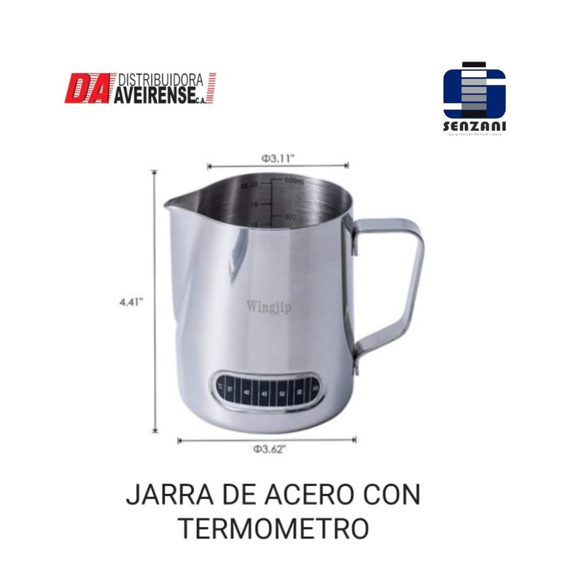 Jarra para Baristas INOX con Termómetro.