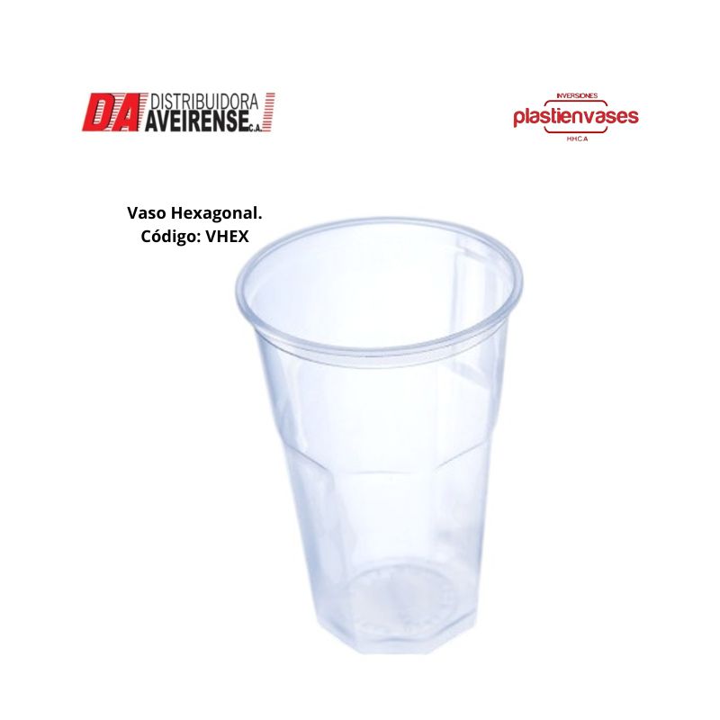 Vaso Hexaginal Transparente 12oz.