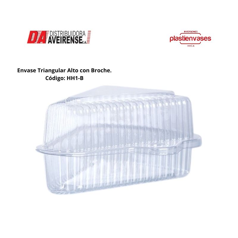 Envase Triangular Alto con Broche. bulto de 200 unidades