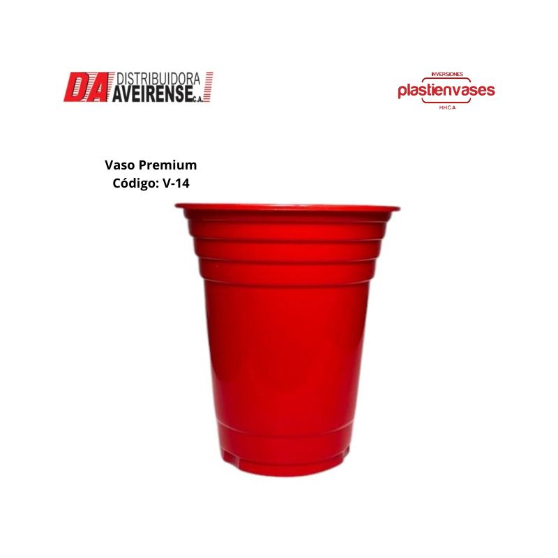Vasos Premium de 14oz Color ROJO.