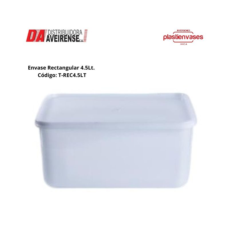 Envase Rectangular 4.5Lt. precio unitario, con tapa 