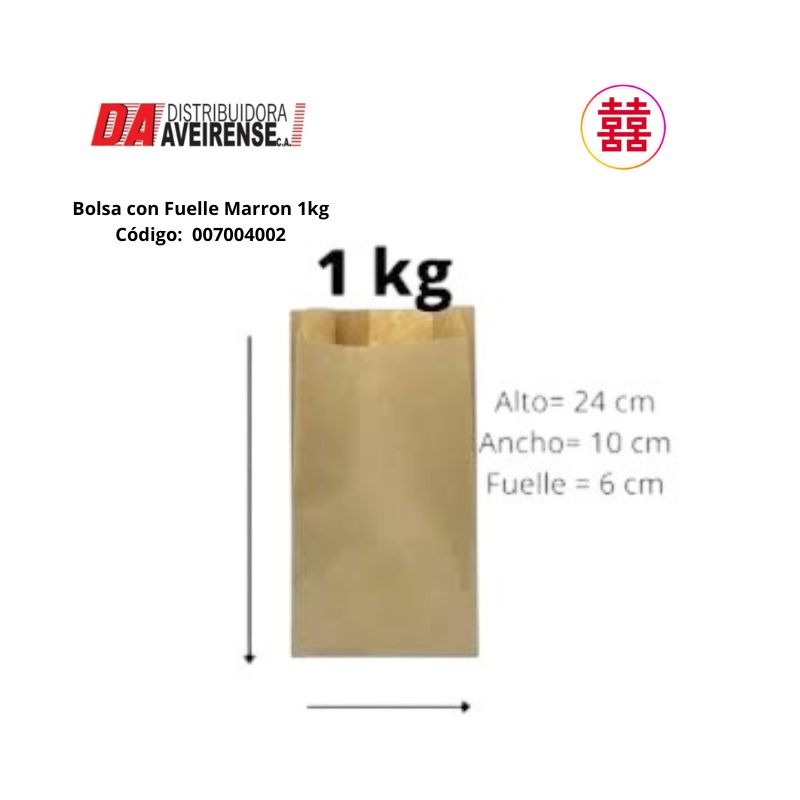 Bolsa de Papel con Fuelle 1kg. (1x3000).