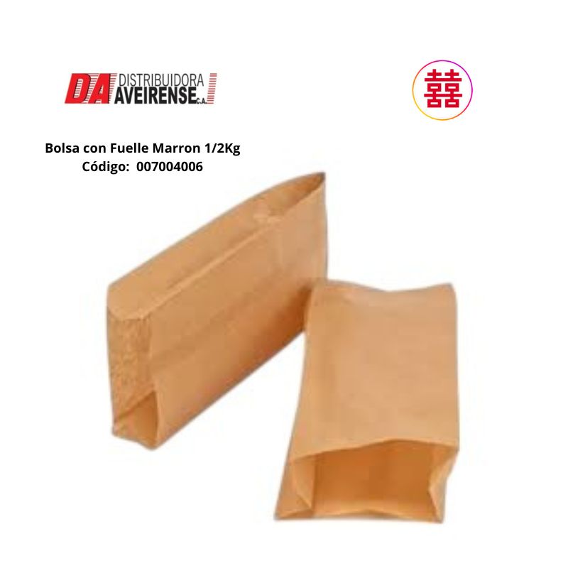 Bolsa de Papel con Fuelle 1/2kg (1x500).