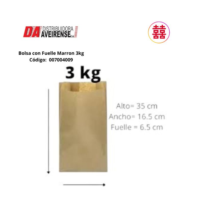 Bolsa de Papel con Fuelle 3kg (1x500).